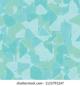 Seamless pattern. At the base of the texture lie the punched squares broken into multi-colored pieces. Network of squares gathered from mutually perpendicular segments is superimposed on the picture.