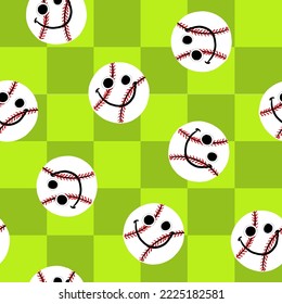 Seamless pattern with baseball ball. Background for textile, fabric, stationery, art, kids and other design.