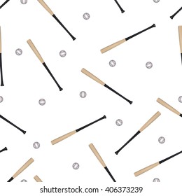 seamless pattern with baseball bat and  ball
