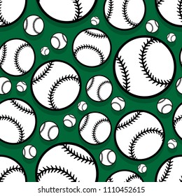 Seamless pattern with baseball softball ball graphics. Vector illustration. Ideal for wallpaper, packaging, fabric, textile, wrapping paper design and any kind of decoration.