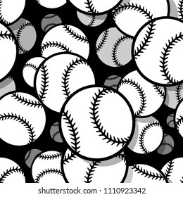 Seamless pattern with baseball softball ball graphics. Vector illustration. Ideal for wallpaper, packaging, fabric, textile, wrapping paper design and any kind of decoration.