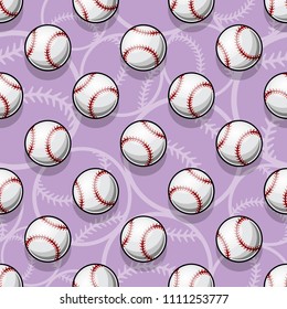 Seamless pattern with baseball softball ball graphics. Vector illustration. Ideal for wallpaper, packaging, fabric, textile, wrapping paper design and any kind of decoration.