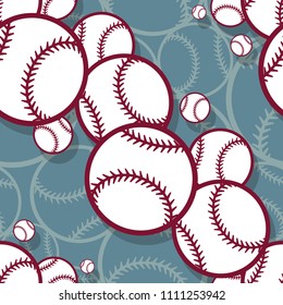 Seamless pattern with baseball softball ball graphics. Vector illustration. Ideal for wallpaper, packaging, fabric, textile, wrapping paper design and any kind of decoration.