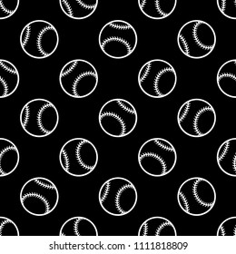 Seamless pattern with baseball softball ball graphics. Vector illustration. Ideal for wallpaper, packaging, fabric, textile, wrapping paper design and any kind of decoration.