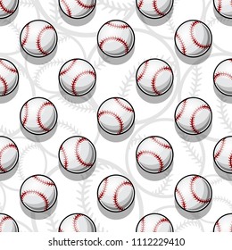 Seamless pattern with baseball softball ball graphics. Vector illustration. Ideal for wallpaper, packaging, fabric, textile, wrapping paper design and any kind of decoration.
