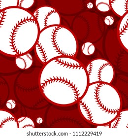 Seamless pattern with baseball softball ball graphics. Vector illustration. Ideal for wallpaper, packaging, fabric, textile, wrapping paper design and any kind of decoration.