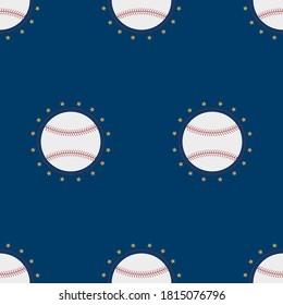 Seamless pattern with baseball. Vector flat background. Sport pattern.