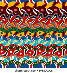 Seamless pattern based African ornaments. Vector.