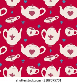 A seamless pattern based on Alice in Wonderland