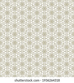 A seamless pattern based on elements of the traditional Japanese craft Kumiko zaiku. Fine lines of brown color.
