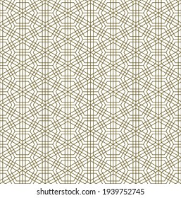 A seamless pattern based on elements of the traditional Japanese craft Kumiko zaiku. Fine lines of brown color.