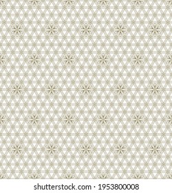 A seamless pattern based on elements of the traditional Japanese craft Kumiko zaiku. Thin lines of brown color.