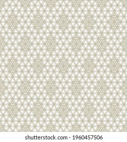 A seamless pattern based on elements of the traditional Japanese craft Kumiko zaiku. Thin lines of brown color.