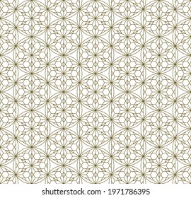 A seamless pattern based on elements of the traditional Japanese craft Kumiko zaiku. Fine lines of brown color.