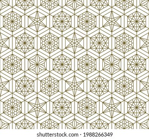 A seamless pattern based on elements of the traditional Japanese craft Kumiko zaiku. Fine lines of brown color.