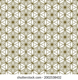 A seamless pattern based on elements of the traditional Japanese craft Kumiko zaiku. Average thickness lines of brown color.