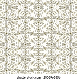 A seamless pattern based on elements of the traditional Japanese craft Kumiko zaiku. Fine lines of brown color.