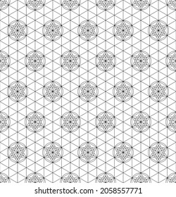 A seamless pattern based on elements of the traditional Japanese craft Kumiko zaiku.