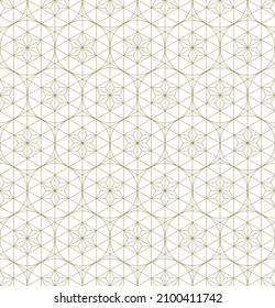A seamless pattern based on elements of the traditional Japanese craft Kumiko zaiku. Fine lines of brown color.