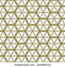 A seamless pattern based on elements of the traditional Japanese craft Kumiko zaiku.