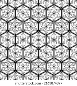 A seamless pattern based on elements of the traditional Japanese craft Kumiko zaiku.