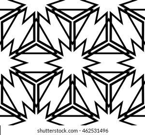Seamless pattern based on the illusory triangles, rhombus. Vector illustration. For the interior design, wallpaper, textiles, presentations, images illusions. Series abstract cube