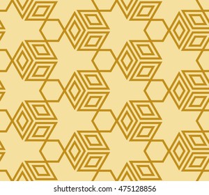 Seamless pattern based on the illusory triangles, rhombus. Vector illustration. For the interior design, wallpaper, textiles, presentations, images illusions. Series abstract cube