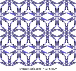 Seamless pattern based on the illusory triangles, rhombus. Vector illustration. Blue gradient