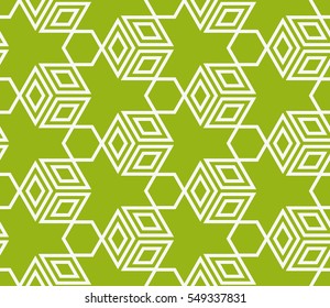 Seamless pattern based on the illusory triangles, rhombus. Vector illustration. For the interior design, wallpaper, textiles, presentations, images illusions. Series abstract cube