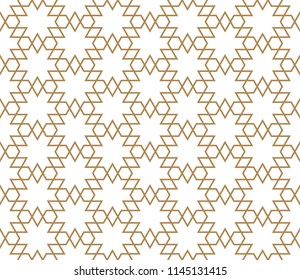 Seamless pattern based on Japanese ornament Kumiko.Golden color.
