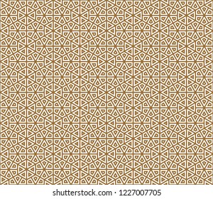 Seamless pattern based on Japanese ornament Kumiko.Golden color.Repeating contour lines.