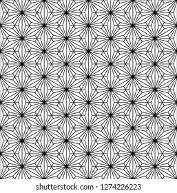 Seamless pattern based on japanese ornament Kumiko black and white silhouette.Fine lines.