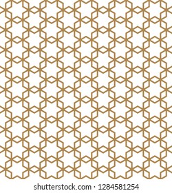 Seamless pattern based on Japanese ornament Kumiko.Golden color.Rounded corners.Thick lines