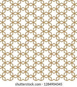 Seamless pattern based on Japanese ornament Kumiko.Golden color.Thick lines