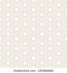 Seamless pattern based on Japanese ornament Kumiko.Golden color.Rounded corners.