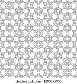 Seamless Pattern Based on Japanese Ornament Kumiko.Black And White.Rounded Corners.