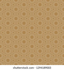 Seamless pattern based on Japanese ornament Kumiko.Brown color background and white layer.Rounded corners.