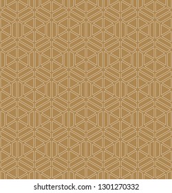 Seamless pattern based on Japanese ornament Kumiko.Brown color background and white pattern layer.Rounded corners.