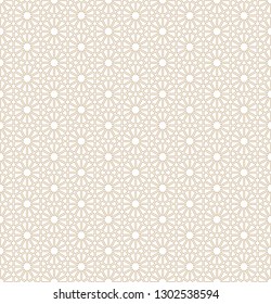 Seamless pattern based on Japanese ornament Kumiko.Golden color.Rounded corners.