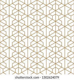 Seamless pattern based on Japanese geometric Kumiko ornament .Silhouette with average thickness lines.Suitable for laser cutting and design.