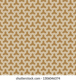 Seamless pattern based on Japanese geometric ornament Kumiko.Gold background color.White pattern layer.