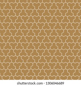 Seamless pattern based on Japanese geometric ornament Kumiko.Gold background color.White pattern layer.ROUNDED corners.