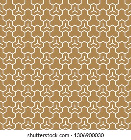 Seamless pattern based on Japanese geometric ornament Kumiko.Gold background color.White pattern layer.