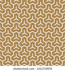 Seamless pattern based on Japanese geometric ornament Kumiko.Gold background color.White pattern layer.