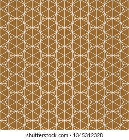 Seamless pattern based on Japanese ornament Kumiko.Gold background color.White pattern layer.