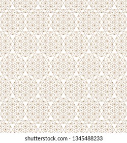 Seamless pattern based on japanese ornamet kumiko. Great design for any purposes. Background vector.Fine lines.Golden color lines.