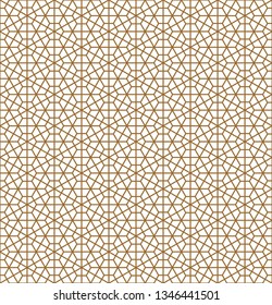 Seamless pattern based on Japanese ornament Kumiko.Golden color.MEDIUM thickness lines