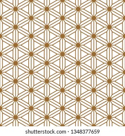 Seamless pattern based on Japanese ornament Kumiko.Golden color.ROUNDED corners.