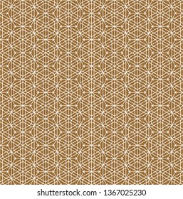 Seamless pattern based on Japanese ornament Kumiko.Gold background color.White pattern layer.AVERAGE lines.
