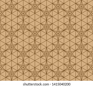 Seamless pattern based on Japanese ornament Kumiko.Golden color.